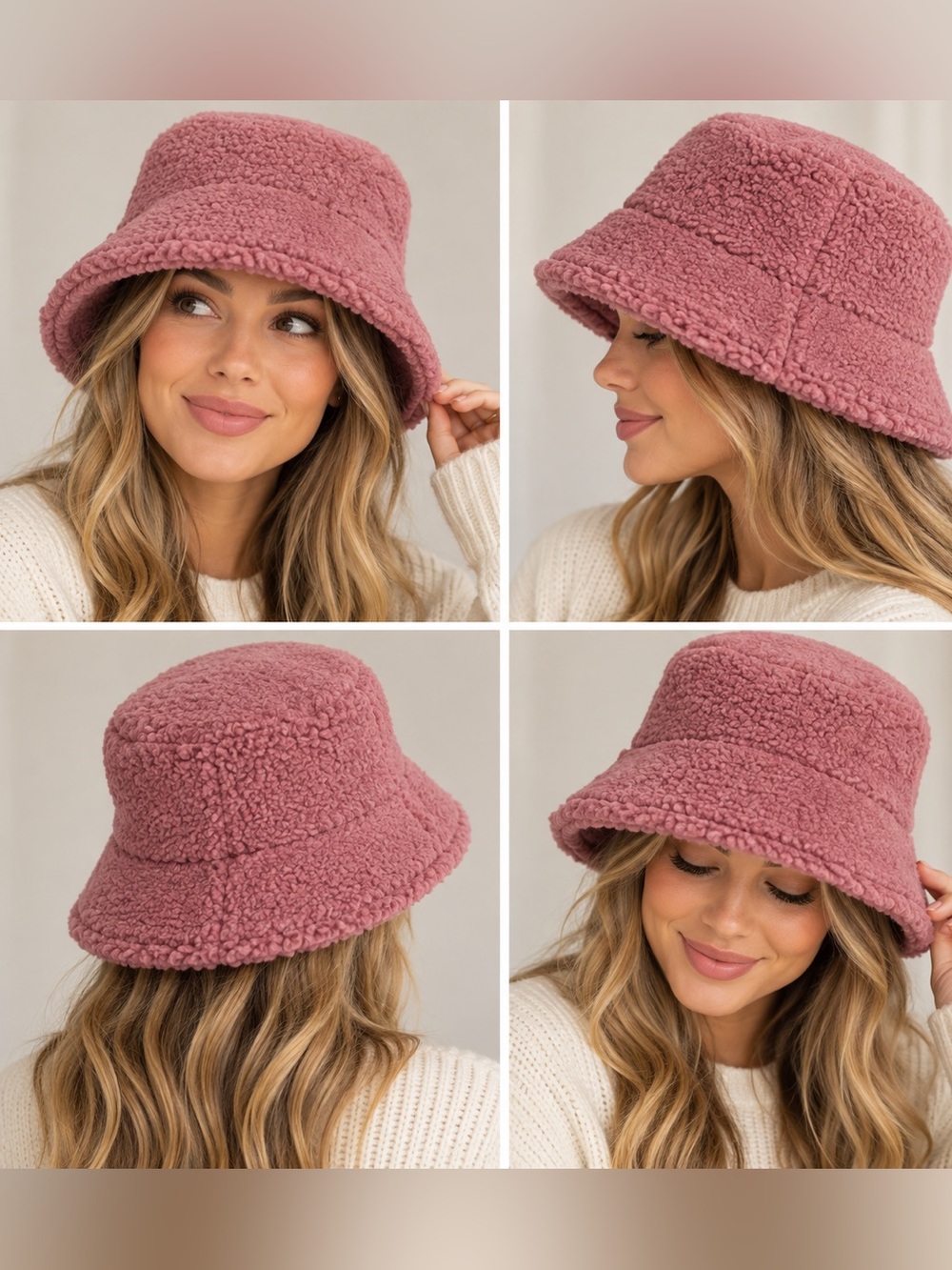 Lucky Brand Sherpa Bucket Hat – Dusty Rose/Pink – NWT